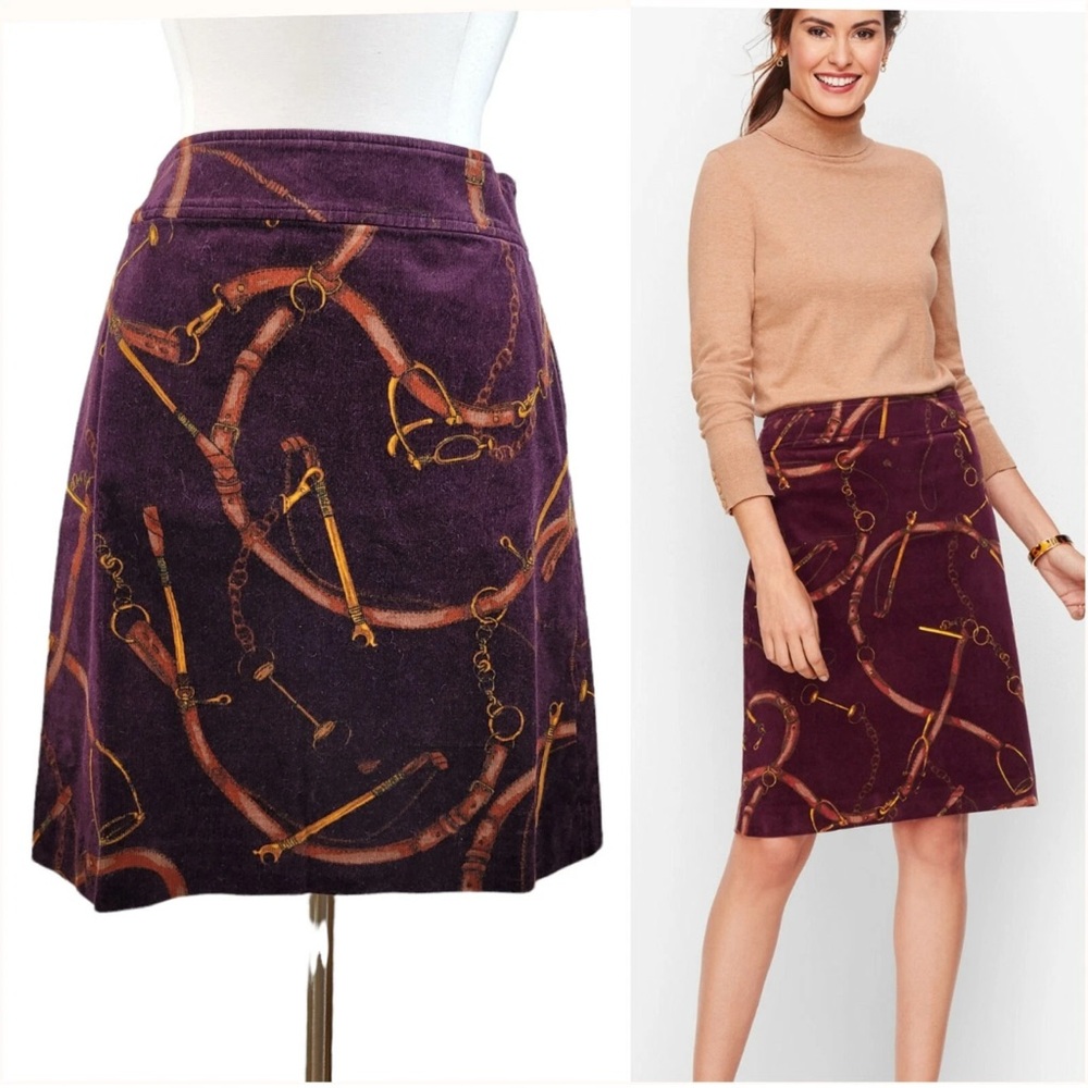 Talbots Skirt size 4 Velvet Corduroy Royalcore Dark Academia Equestrian  A-line
